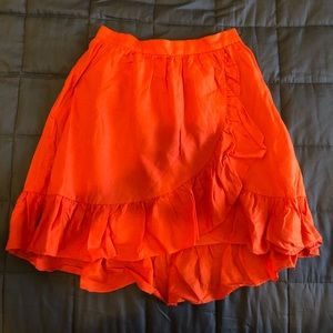 J. Crew Linen Ruffle Faux Wrap Skirt